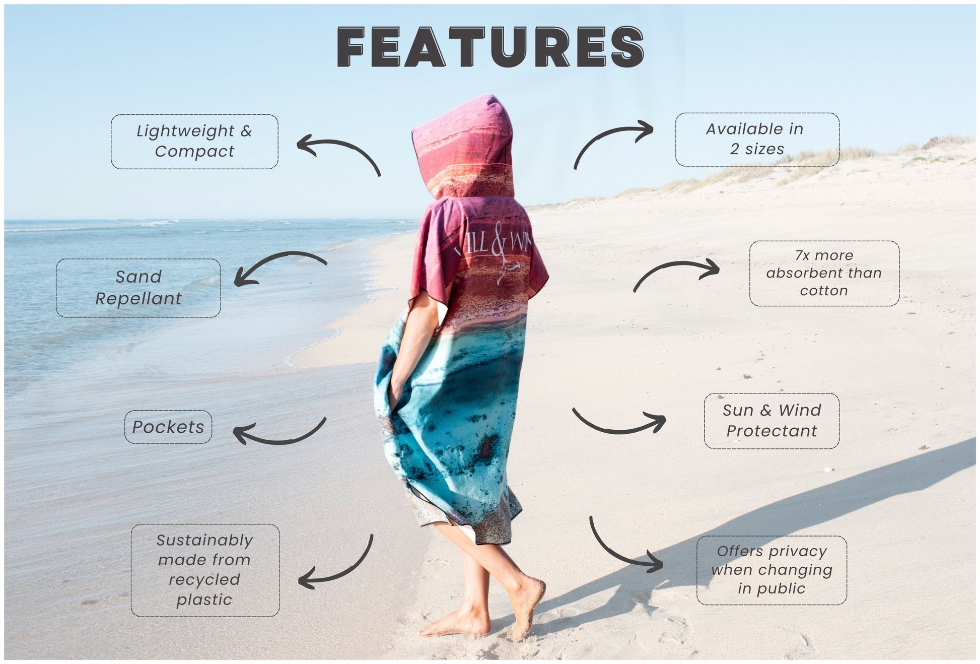 Features of Adult Poncho Hooded Towel