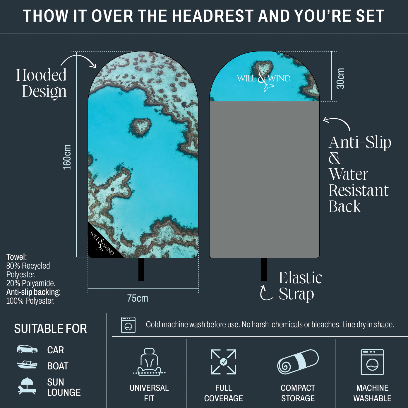 Heart Reef Car Seat Towel