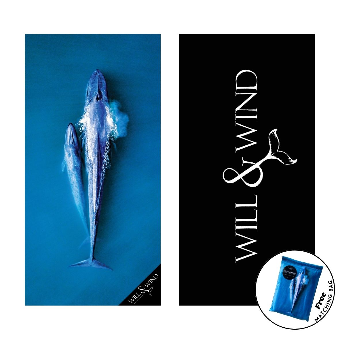 Blue Whales Travel Towel