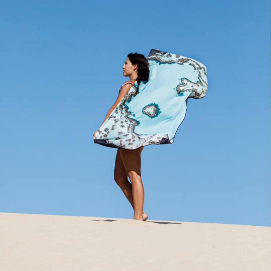 Will and Wind Travel Towel | Heart Reef | Light weight Quick Dry Compact Sand Free Aussie Designs