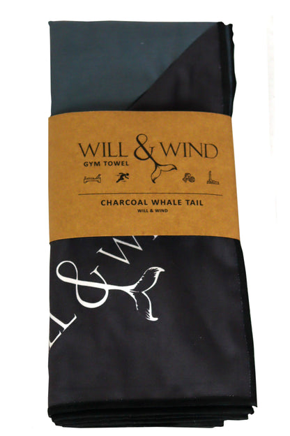 Charcoal Whale Tail Gym Towel