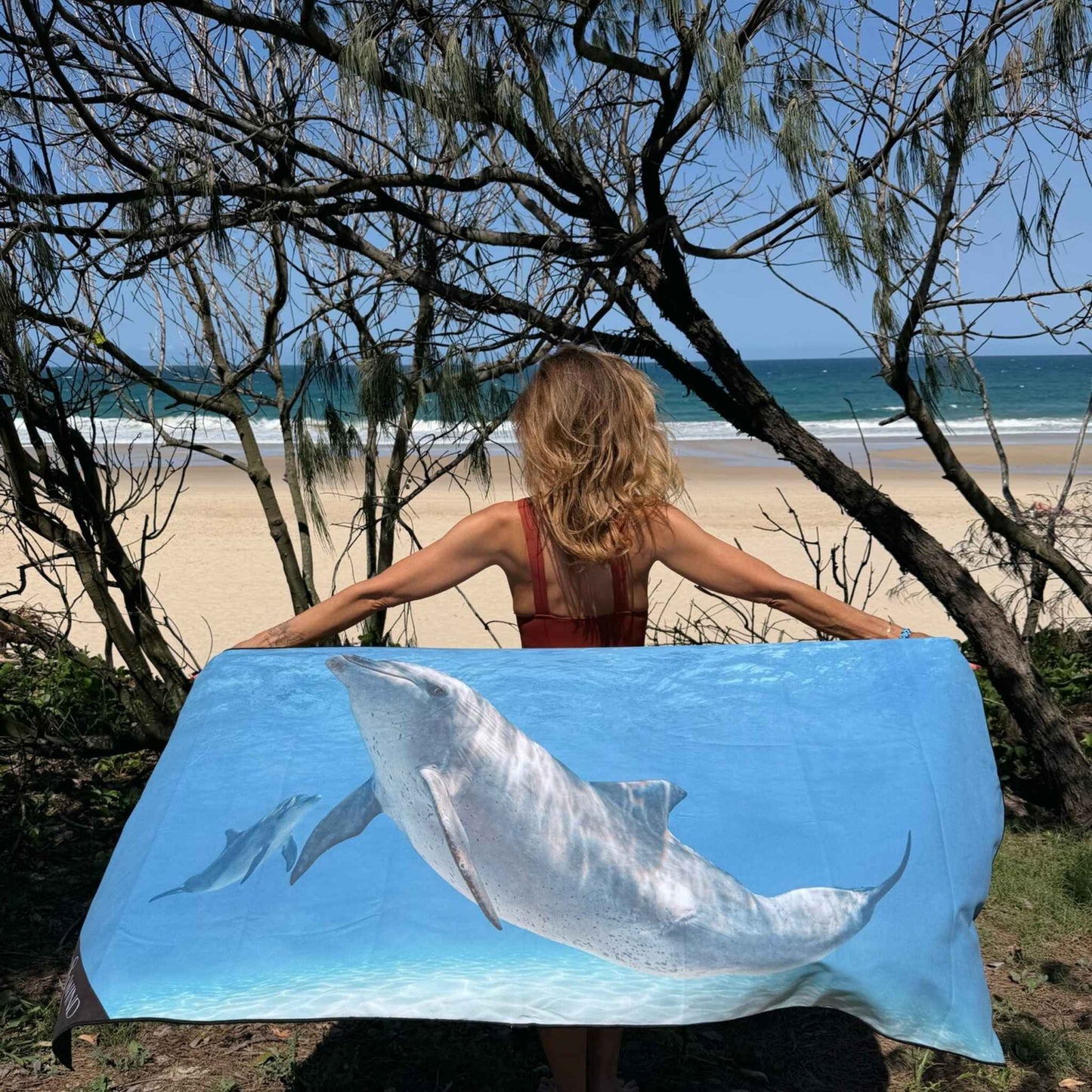 Bottlenose Dolphin and Calf Travel Towel
