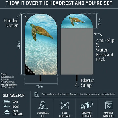 Green Sea Turtle Car Seat Towel