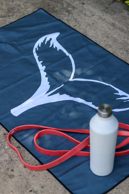 Charcoal Whale Tail Gym Towel