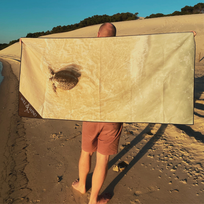 Turtle on Beach Travel Towel