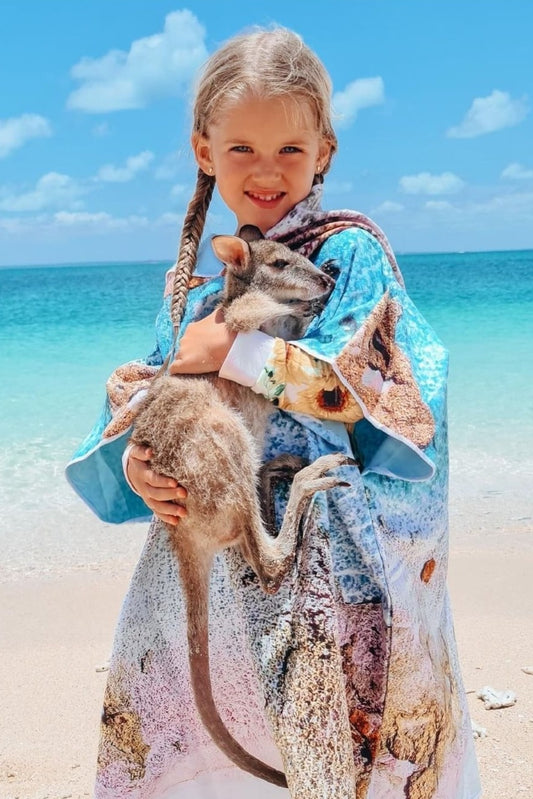 Mini Kalbarri HoodedQuick Dry Kids Hooded TowelFor the beach, travelling, camping, swimming lessons and more!Sustainably made using post-consumer plastic bottles in the form of recycled Polyester (rPET)$57.99Will and Wind
