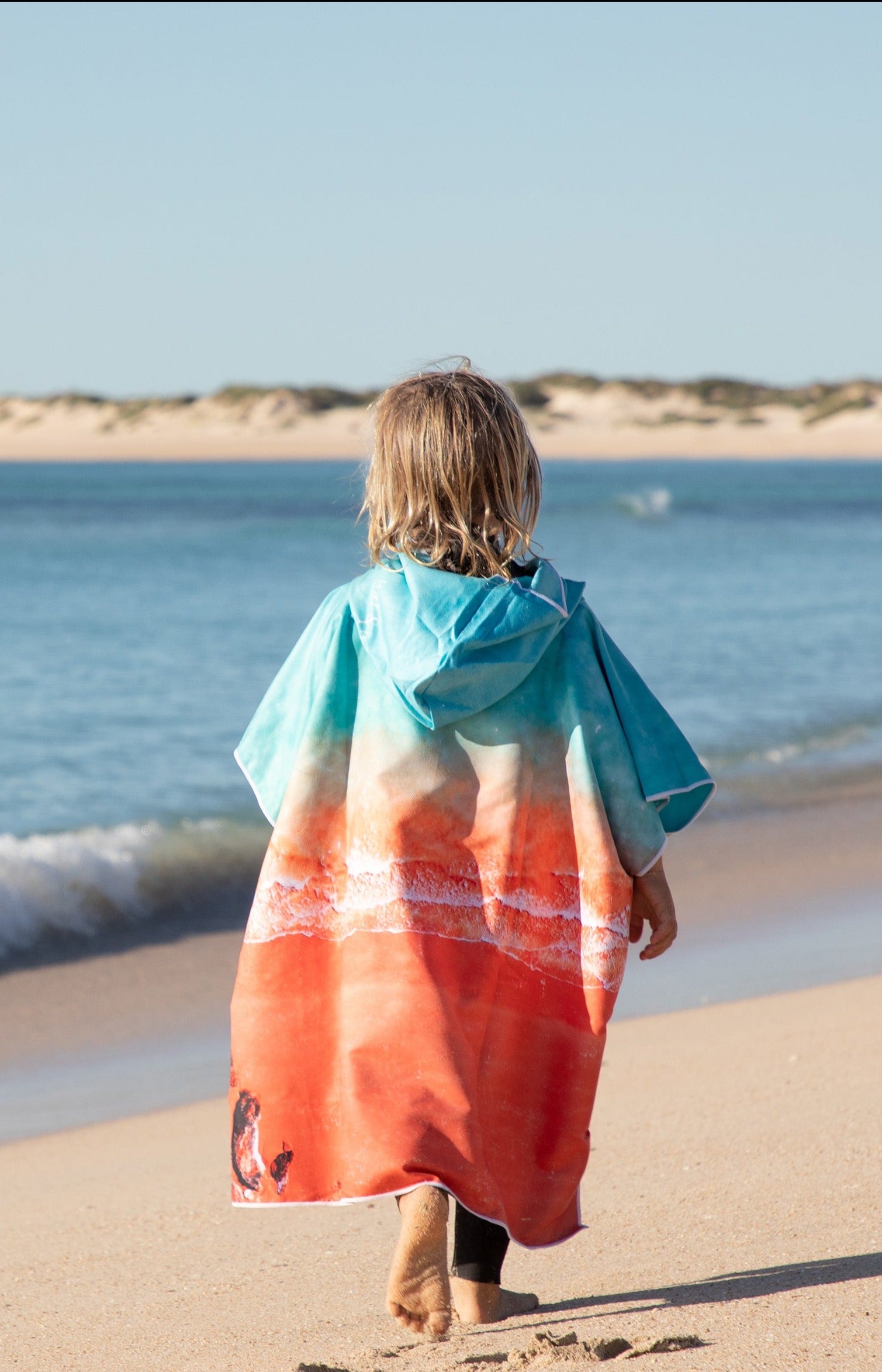Mini Kimberley HoodedExclusive design by Trip In A VanThe Kimberley; Inspired by the turquoise blues and red pindan sands of Roebuck Bay, Broome WA Quick Dry Kids Hooded TowelFor the beach, travelling, camping, swimming lessons and more!Sustainably made using post-consumer plastic bottles in the form of recycled Polyester (rPET)$57.99Will and Wind