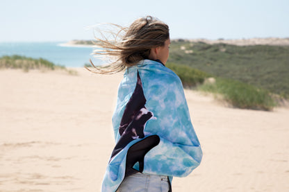 Manta Ray Travel TowelInspired by the crystal clear blue water on the Ningaloo Reef.We often pop our sunglasses down just to check it's not a filter, only to confirm it is in fact PARADISE. Watch as the Manta Rays gracefully glide through what can only be described as 'glassy seas'Sand Free, Quick Dry Travel Towel For the beach, travelling, camping, exercising and more! Sustainably made using post-consumer plastic in the form of recycled Polyester (rPET)in our signature buttery soft Microfiber Suede$64.99Wi
